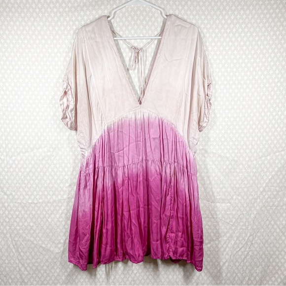Free People Pink White Sun Up Tie Dye Tunic Top - Picture 2 of 10